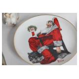 Collection of Christmas Themed Porcelain Dinnerware and Decorations