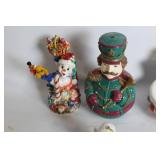 Collection of Christmas Themed Porcelain Dinnerware and Decorations