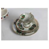 Collection of Christmas Themed Porcelain Dinnerware and Decorations