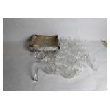 Set of 23 Assorted Vintage Glass Cups with Serving Ladle