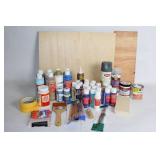 Set of Wood Panels and Assorted Painting & Craft Supplies