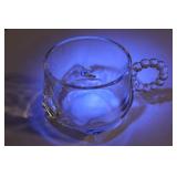 Collection of 32 Vintage Clear Glass Tea Cups with Intricate Designs