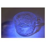 Collection of 32 Vintage Clear Glass Tea Cups with Intricate Designs