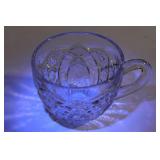 Collection of 32 Vintage Clear Glass Tea Cups with Intricate Designs