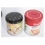 Vintage Galvanized Milk Can, Wooden Tray, and Assorted Tin Cans Set