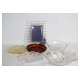 Collection of Cut Glass Bowls, Ashtray, and Photo Frame