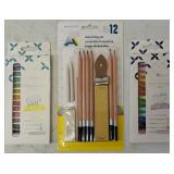 Unicorn Vaultz Locking Supply Box, Drawing Pencils, (2) Interchangeable Pen sets & Unicorn Towel (View Photos