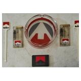 A Unique Assortment of Marlboro Cigarette Collectibles (1) Flashlight/ AM/ FM Radio (1) Pocket Knife Key Chain (1) Deck of Cards (2) Lighters (1) Ashtray (1) Box of Matches (2) Plastic Stir Sticks (Vi