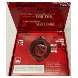 Malboro Cigarette Collectibles - (1) Marlboro Wild West Playing Cards - 2 Pack, (1) Ashtray, Assortment of Marlboro Cigarettes Advertisement Materials & (1) Horse Weathervane (View Photos)