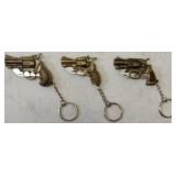 (3) Miniature Metal Gun Keychains / Fold Up Knives