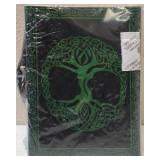 Stylish Assortment - (1) Cloth Drawstring / Backpack - Dragon on the Front (1) Journal - Tree of Life Design & (1) Blue Wooden Trinket Box (View Photos)