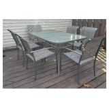Awesome Glass Top Patio Table with Six Chairs