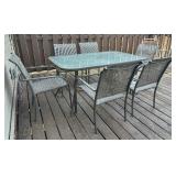 Awesome Glass Top Patio Table with Six Chairs