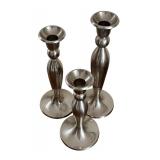 Set of Three Brushed Silver Decorative Candle Holders