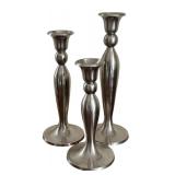 Set of Three Brushed Silver Decorative Candle Holders