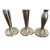 Set of Three Brushed Silver Decorative Candle Holders