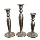 Set of Three Brushed Silver Decorative Candle Holders
