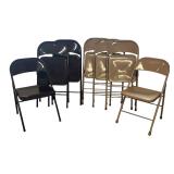 Seven Vintage Metal Folding Chairs