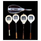 Five Sports Racquets By Graphite, Wilson Rally Jr. and YONEX R-7