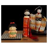 Vintage Japanese Dolls including Scroll, Wooden Box, Ornament and More