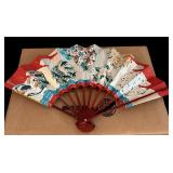 Vintage Japanese Dolls including Scroll, Wooden Box, Ornament and More