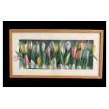 Two Framed Accordion Style Pastel Tulip Paintings