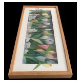 Two Framed Accordion Style Pastel Tulip Paintings