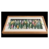 Two Framed Accordion Style Pastel Tulip Paintings