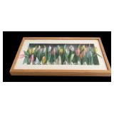 Two Framed Accordion Style Pastel Tulip Paintings