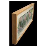 Two Framed Accordion Style Pastel Tulip Paintings