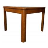 Vintage Wooden Square Accent Table with Glass Top