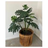 Large Faux Plant in Bamboo Basket