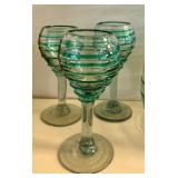 Mexican Glass Pitcher and Stemware