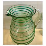 Mexican Glass Pitcher and Stemware