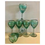 Mexican Glass Pitcher and Stemware