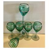 Mexican Glass Pitcher and Stemware