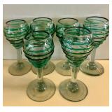 Mexican Glass Pitcher and Stemware