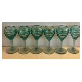 Mexican Glass Pitcher and Stemware