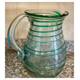 Mexican Glass Pitcher and Stemware