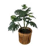 Large Faux Plant in Bamboo Basket