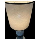 Vintage Mid-Century Modern Tall White Lattice Bottom Lamp with Dual Lights