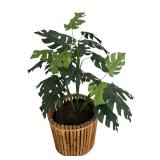 Large Faux Plant in Bamboo Basket