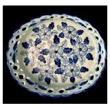 Two Beautiful Blue and White Bowls with Lattice Edging