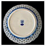 Two Beautiful Blue and White Bowls with Lattice Edging