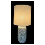 Vintage Mid-Century Modern Tall White Lattice Bottom Lamp with Dual Lights