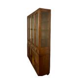 Large Wood Display Cabinet with Glass Doors and Storage Cabinets