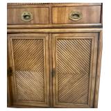 Large Wood Display Cabinet with Glass Doors and Storage Cabinets