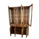 Large Wood Display Cabinet with Glass Doors and Storage Cabinets