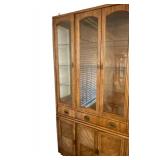 Large Wood Display Cabinet with Glass Doors and Storage Cabinets