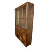 Large Wood Display Cabinet with Glass Doors and Storage Cabinets